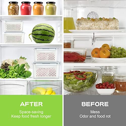 TBMax 12 Pieces Fruit Storage Containers for Fridge Organizers and Storage, 6 Pack Large Produce Saver with Airtight Lid & Colander for Berry Lettuce Salad Vegetable Storage, Refrigerator Organizer - Image 7
