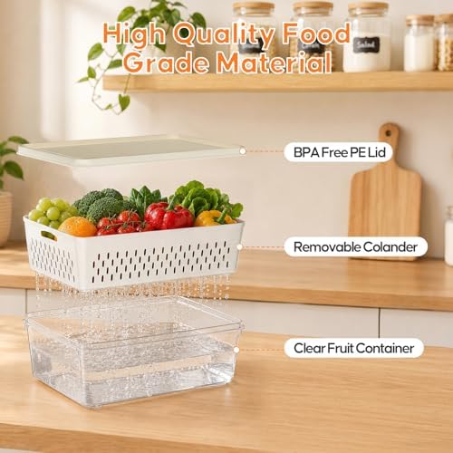 4 Pack Fruit Storage Containers for Fridge, Plastic Food Storage Container - Image 7