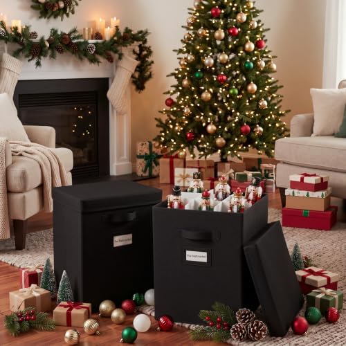 2 Packs Christmas Nutcracker Storage Box 16 Inch Hold 9 Nutcrackers Figurine Collectible Black Dividers for Holiday Decor Carolers Santa Figure Nut Cracker Ornaments - Image 6