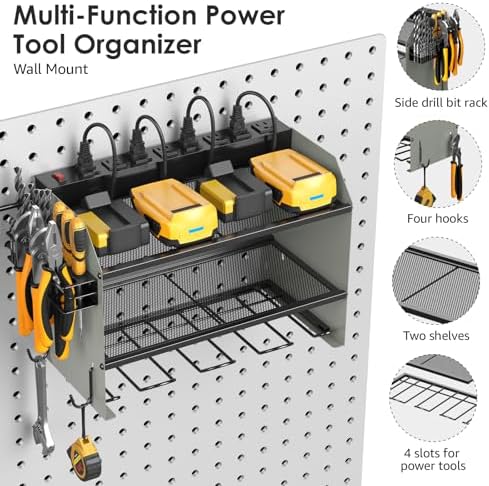 CCCEI Wall Mount Modular Tool Charging Organizer, Grey, 2 Pack, 3 Tier. - Image 7