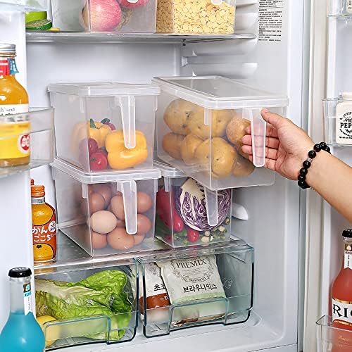 Sooyee 4 Pack 5L Fridge Organizer with Handle & Lid, Clear - Image 6