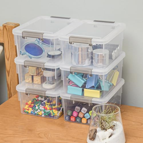 8Packs 1.3Qt Small Storage Bins with Lids,Stackable Clear - Image 6
