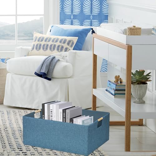 Foldable Storage Box with Handles | 16.9 Inch Collapsible Organizer for Clothes, Toys, Makeup | Sturdy Cardboard Frame & Washable Fabric | Space-Saving Home Decor 2Pack - Image 7