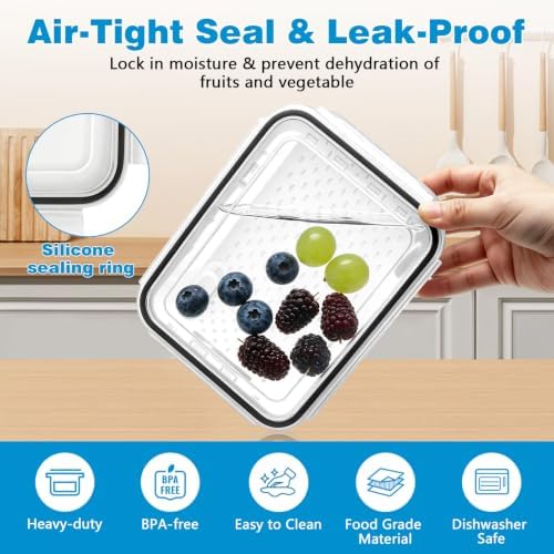 4 Pack Heavy-Duty Fruit Storage Containers for Fridge, Produce Fresh Keeper - Image 7