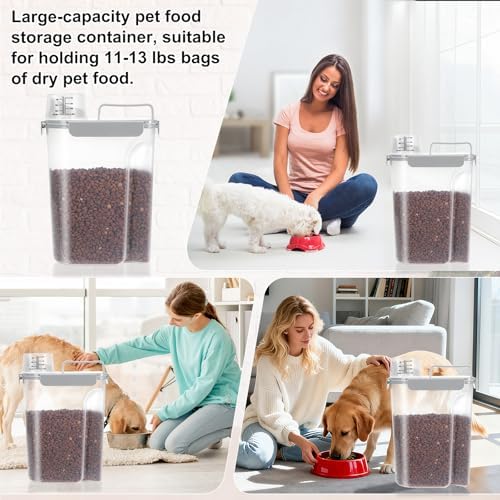 LEAWALK Cat Dog Pet Food Storage Container Up to 10Lbs BPA free-Gray - Image 7