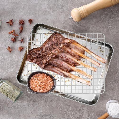 Homikit Quarter Sheet Pan with Wire Rack (2 Baking Sheet+2 Rack), 12" x 10" - Image 6