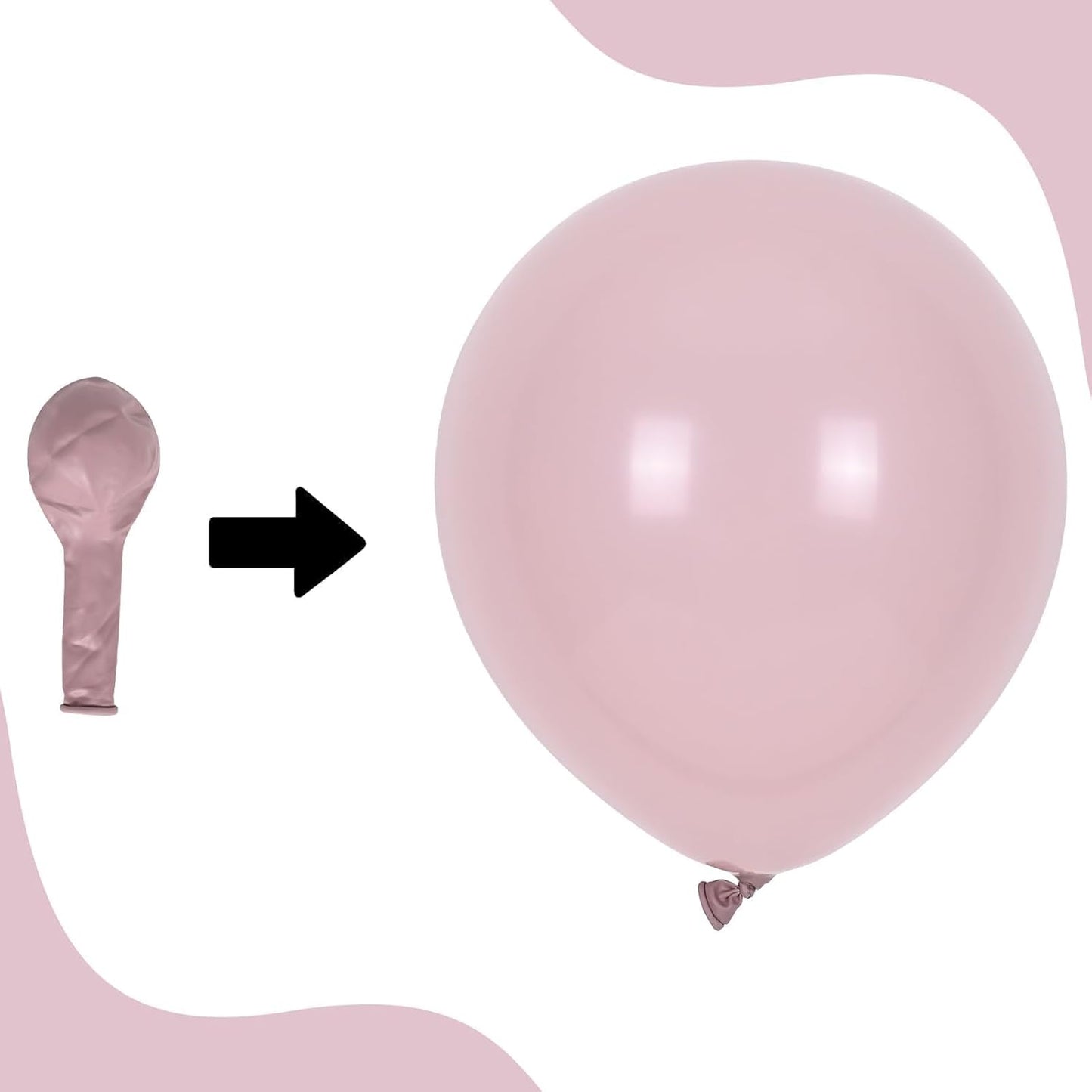 Dusty Pink Balloons, 50pcs Blush Light Pink Double Stuffed Pearl White Metallic Chrome Rose Gold Balloons for Women Girls Birthday Party Boho Wedding Engagement Bridal Shower Baby Shower Decoration