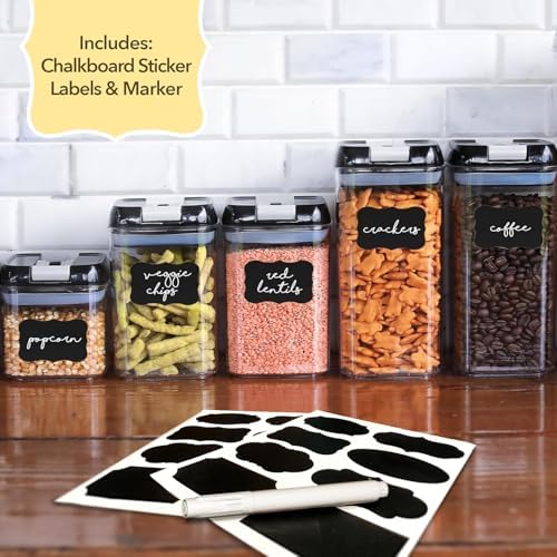 Simply Gourmet Airtight Food Storage Containers with Lids – 6 Piece Slim Kitchen Pantry Organization Set, 5 Cup Capacity, BPA-Free Clear Plastic, Stackable Containers for Flour, Sugar, Rice, Snacks - Image 6