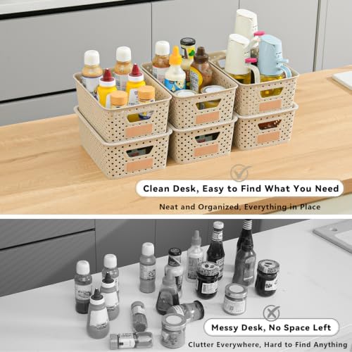 10 Pack Small Plastic Storage Bins with Lids, Stackable Plastic Storage Baskets for Organizing with Handles, Organizer Bins with Labels for Room, Craft, Containers for Pantry Organizers and Storage - Image 7