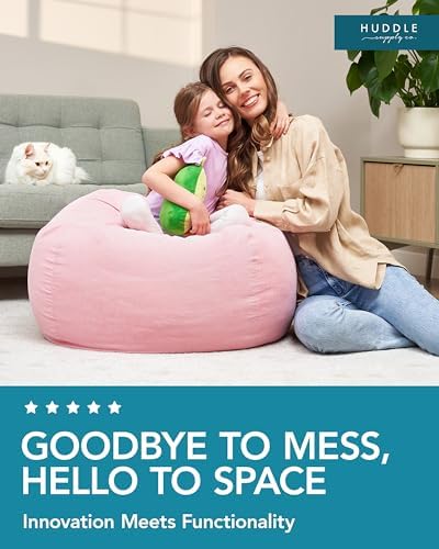 Huddle Designer Stuffed Animal Bean Bag Storage Chair Cover XL Pink - Image 6