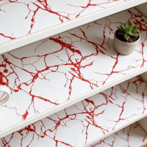 Red Marble Pattern Shelf Liner, Non-Adhesive Non-Slip Thickened - Image 7