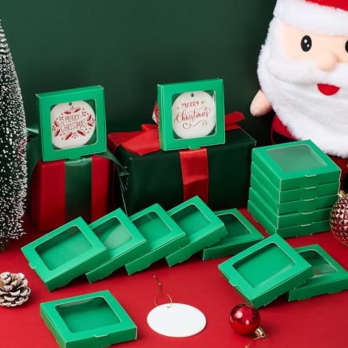 Dunzoom 25 Pcs Christmas Sublimation Blanks Ornament Gift Box, Green - Image 6