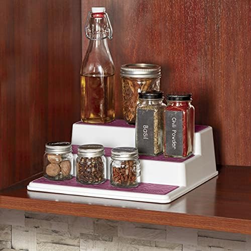 Copco Non-Skid 3 Tier Spice Pantry Kitchen Cabinet Organizer, 10-Inch, White/Purple - Image 7