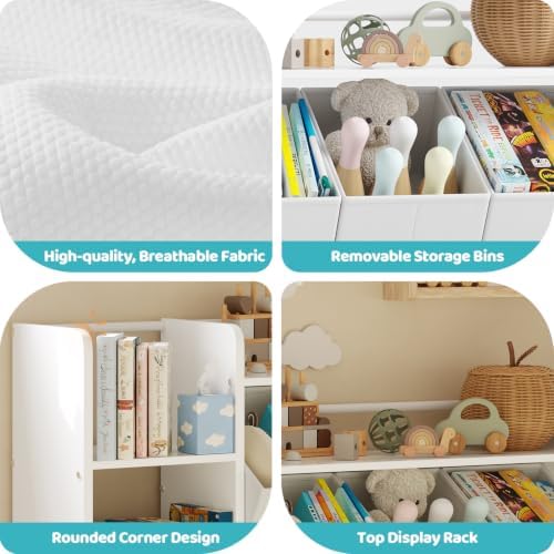 FOUCSSOMEI Kids Bookshelf and Toy Storage Organizer with Large Toy Box - Image 6