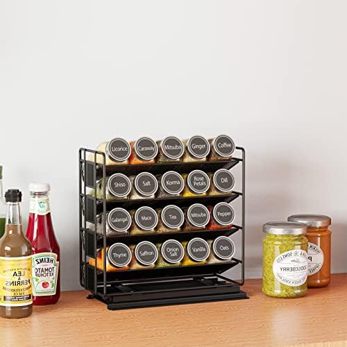 SpaceAid Pull Out Spice Rack Organizer with 20 Jars, Heavy Duty Slide Out Seasoning Organizer for Kitchen Cabinets, with 801 Labels and Chalk Marker, Right Facing (Pack of 2) - Image 6