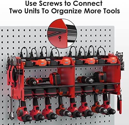 CCCEI Wall Mount Modular Tool Charging Organizer, Red, 1 Pack, 3 Tier. - Image 6