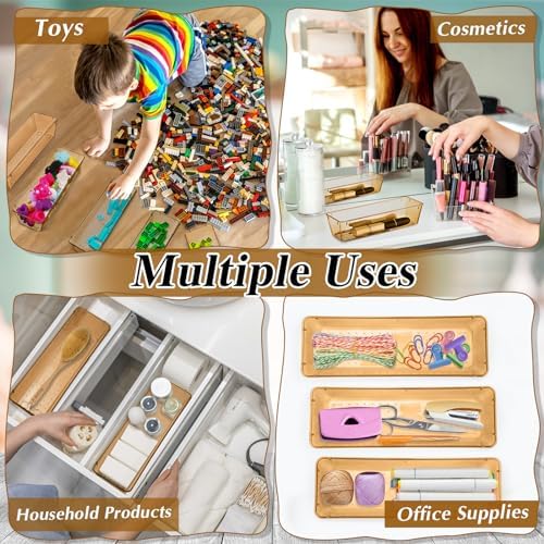 Maitys 12 Pcs Plastic Drawer Organizers, Storage Box, 9 x 3 x 2", Champagne - Image 6