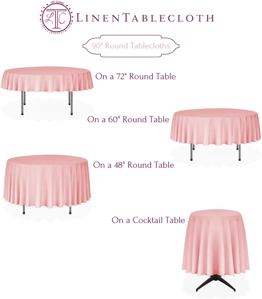 LTC LINENS 2 Pack 90 Inch Round Tablecloth Peach - Wrinkle Resistant Table Cloth for Round Table -Washable Polyester Fabric Table Cover for Wedding, Party