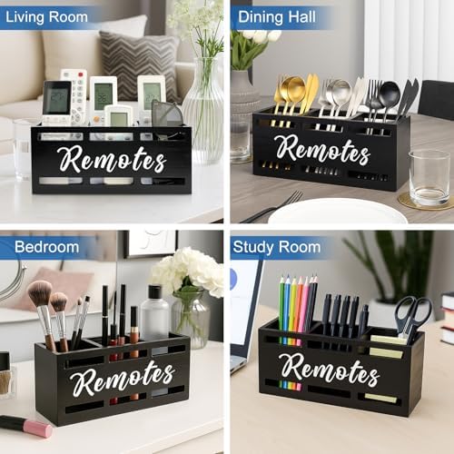 Wood Black TV Remote Organizer Wall Mount Remote Control Holders for Table - Image 7