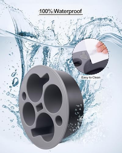 Round Couch Cup Holder Tray, Portable Couch Caddy, Black-Gray - Image 7