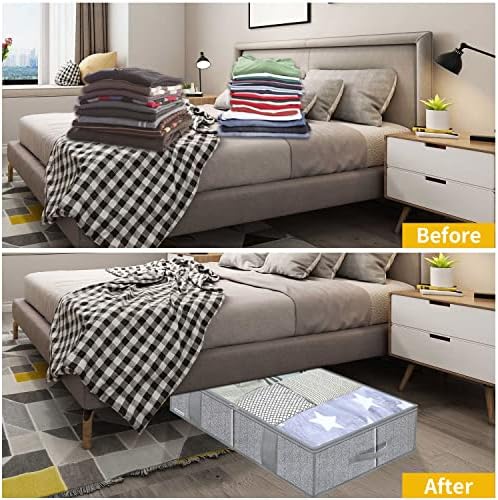Onlyeasy Breathable Under Bed Storage Bags with 4 Reinforced Handles and Sturdy Side Wall, 2 Pack Eco-friendly Underbed Clothing Blankets Organizer with 2 Strong Zippers, Herringbone Grey, MXRUBBSS2P - Image 6