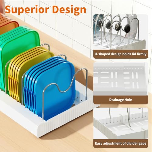 Antigo 2 Pack Expandable Pots and Pans Organizer, lid organizer - Image 7
