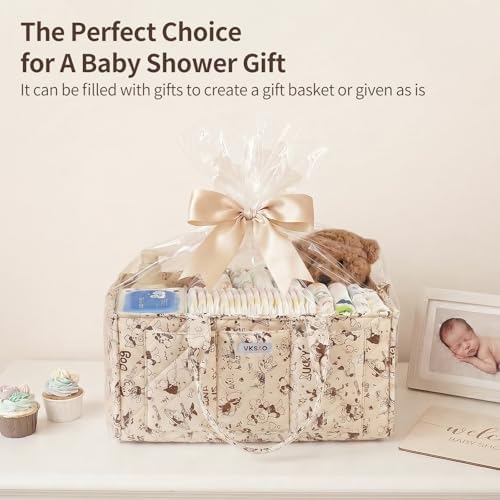 Cute Cartoon Animal Prints Baby Diaper Caddy Organizer, Diaper Bag Storage Basket for Newborn Essentials Must Haves Baby Shower Gifts, Black White Large - Image 7