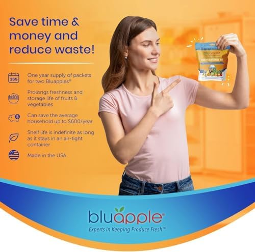 Bluapple Produce Saver Ethylene Gas Absorber - Fresh Fruit & Vegetable Storage, Food Savers for Refrigerator, 8 Packets (9g each), Each Packet Lasts 3 Months, Kitchen Must Haves, USA Made - Refill Kit - Image 6