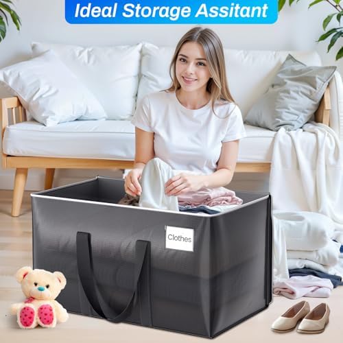 ElegantArray 6 Pack Moving Bags Heavy Duty, Moving Boxes, Storage Bags with Zipper & Handles & Tag for College & Dorm Moving Supplies Grey Laundry Hamper Bag, Foldable Space-saving Totes (93L, Grey) - Image 7