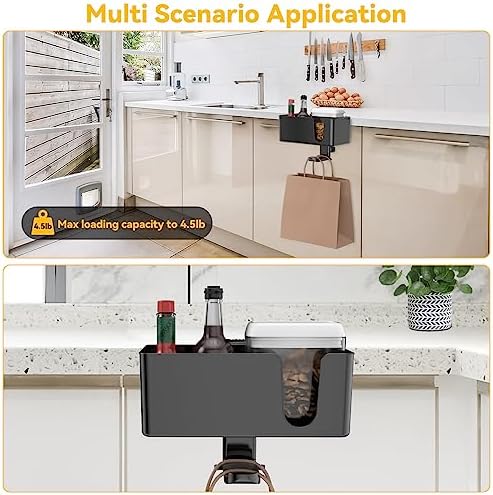 KDD 4 in 1 Desk Cup Holder - Clamp on Under Desk Headphone Hanger - Rotating Headphone Holder Detachable Pen Cup Holder Desktop Storage for Cup, Phone and Pen(Black) - Image 6