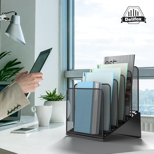 2 Pack Inclined 5-Section Desk File Organizer, Vertical File Folder Holder File Sorter Desktop Organization for Office Classroom - Image 7