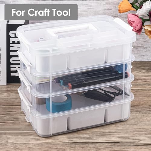 CraftGenes Craft Organizer, 4 Tier Storage Box with Removable Trays, White - Image 6