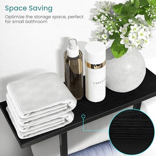ELITEROO Towel Holder for Bathroom Wall, Wooden Towel Rack Shelf - Image 6