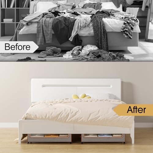 Yecaye 60L Under Bed Storage with Wheels, 4 Pack, Greige - Image 7
