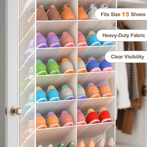 UVIAHOMI Over the Door Shoe Organizer for 20-30 Pairs, 10-Tier, Beige - Image 6