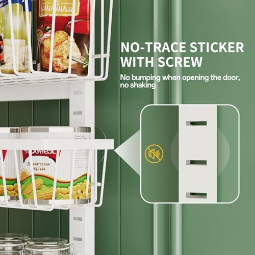 Eastherry Over The Door Organizer,8-Tier Over The Door Pantry Organizer with Adjustable Baskets,Metal Hanging Pantry Organizers and Storage for Kitchen, Back of Door Seasoning Rack (White) - Image 6