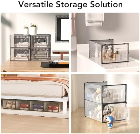 Foluck X-Large 15 Pack Shoe Storage Organizer Box Clear Plastic Stackable - Image 7