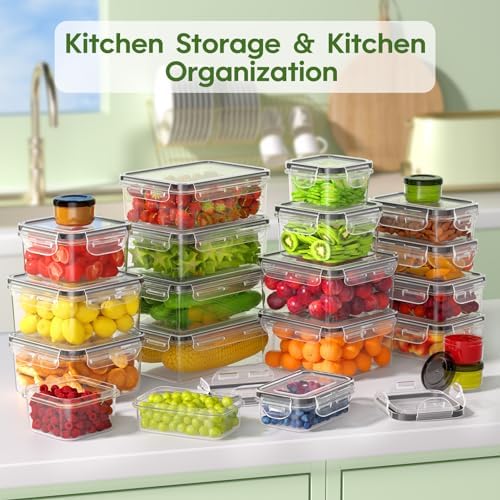 KEMETHY 44-Piece Food Storage Containers with Lids(22 Containers & 22 Lids), Plastic Food Containers for Pantry & Kitchen Storage and Organization, BPA-Free, Leak Proof, Reusable with Labels & Pen - Image 7