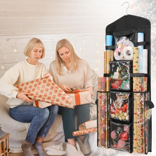 EXLIFBAG Wrapping Paper Storage, Double-Sided Hanging Storage, Black - Image 6