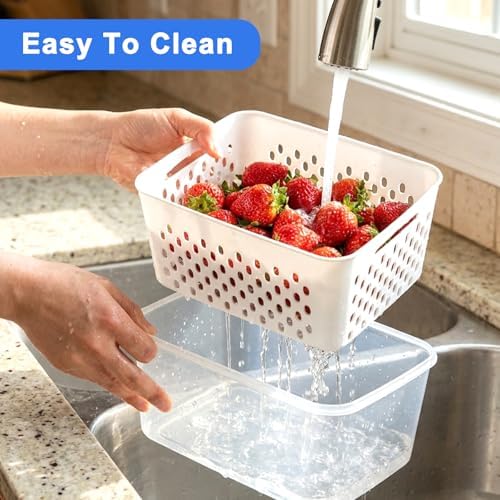 3 Pack Fruit Storage Containers for Fridge with Removable Colander,Airtight Produce Storage Containers with Lids Label Sheets, BPA-Free Berry Keeper for Fruit, Salad, Berry, Fresh(29oz+59oz+112oz) - Image 7