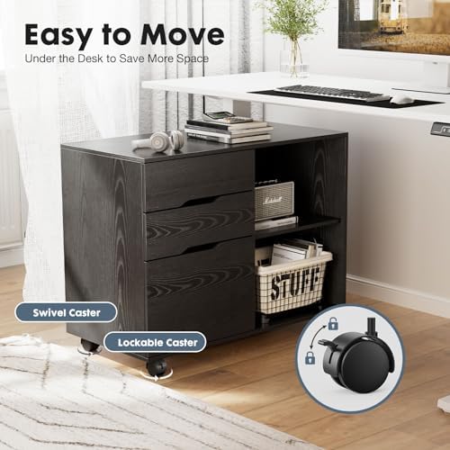DUMOS File Cabinet with 3 Drawers, Wood Under Desk Storage Printer Stand - Image 6