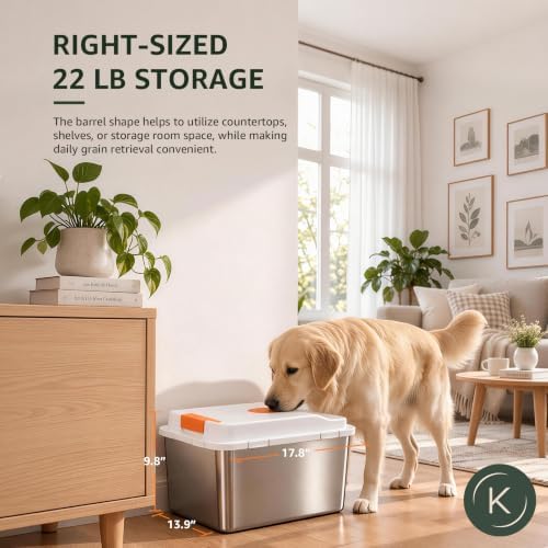 kotlie 22 lb Airtight Stainless Steel Cat Dog Food Storage Container PP Lid - Image 6