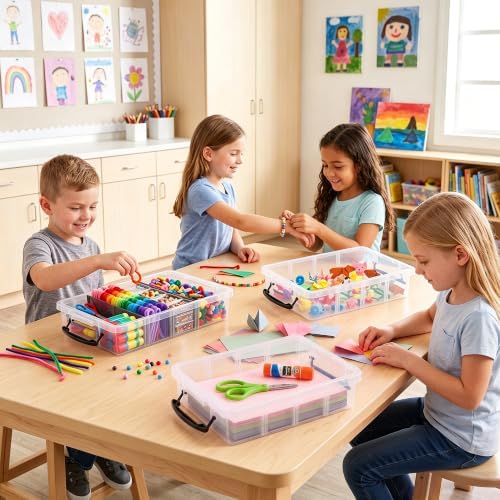 Citylife 2PC Clear Craft Organizers and Storage with 3 Removable Dividers - Image 6