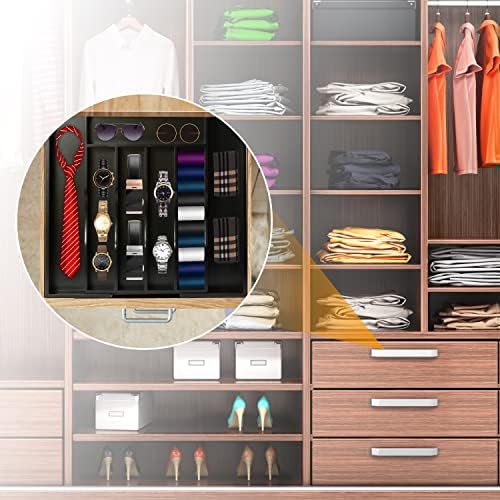 Bellsal Black Silverware Organizer Kitchen Drawer Organizer Expandable Bamboo Utensil Holder Cutlery Tray for Kitchen Utensil and Flatware Bedroom Office - Image 6