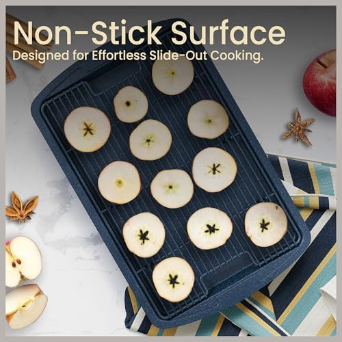 Cookie Sheet with Wire Rack Set, 2-Piece Nonstick Blue Marble Carbon Steel Pan & Cooling Rack, Space-Saving Stackable Set, PFOA, PFOS, PTFE Free, Oven Safe Up to 450°F, 17.4" Pan & 14.7" Rack - Image 7