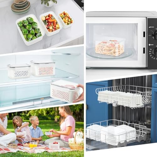 10 Pieces Fruit Storage Container for Fridge,with Removable Colander - Image 6