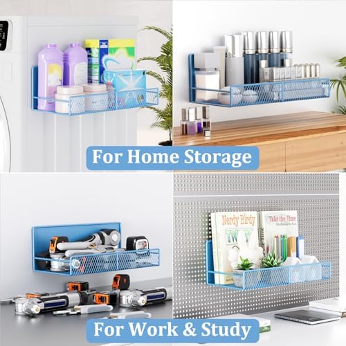 DTUQYX Magnetic Shelf for Washing Machine 4-Pack: Widen Magnetic Laundry Organizer (5"-6") with Hanger Organizer, Strong Magnet, Rust Proof, Heavy Duty Magnetic Spice Rack for Refrigerator (Blue) - Image 7
