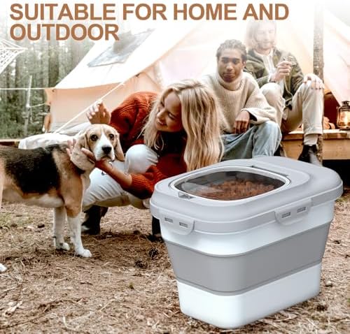 TIOVERY Dog Food Storage Container Small, 10-13lbs Collapsible Dog Cat Food Containers with Airtight Clear Flip-top and Pet Food Scoop, Pet Food Storage Container Bin for Dog Cat Bird Other Pets Grey - Image 6