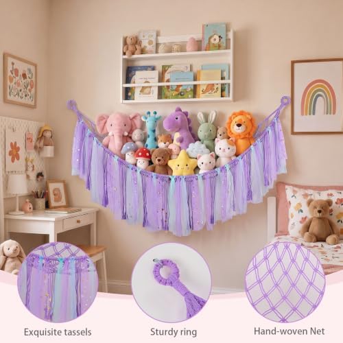 FIOBEE Stuffed Animals Net LED Light Toy Hammock for Kids Bedroom Storage - Image 6