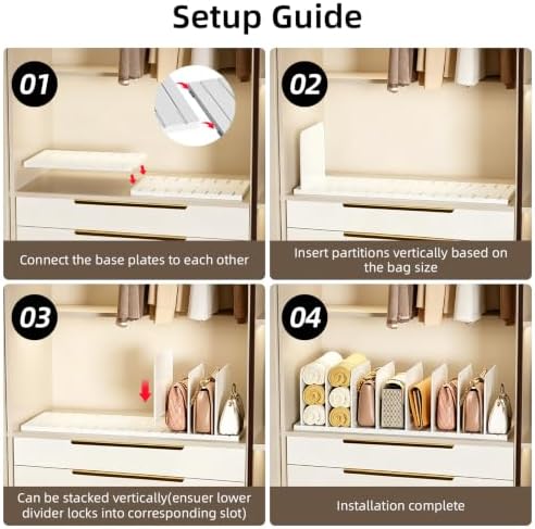Stackable Purse Organizer for Closet Acrylic Shelf Divider, 2 Pack - Image 7